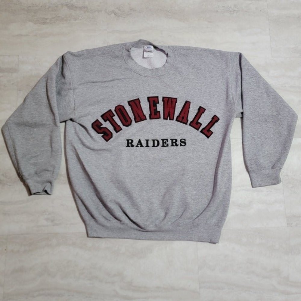 Vintage Stonewall Raiders Embroidered Neff Gray Crew Neck Sweater Large